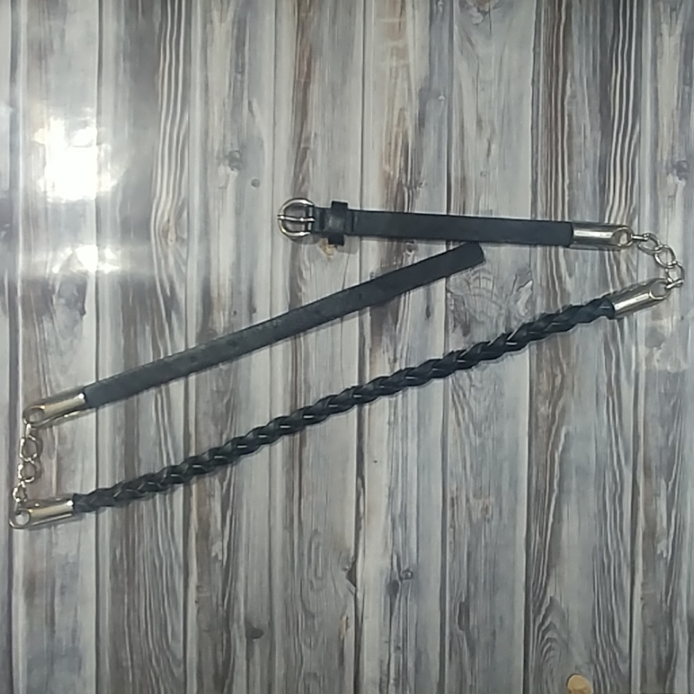 Faux Leather Silver Chain Belt